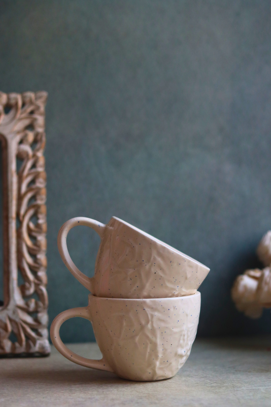 cream textured mug with premium cream color
