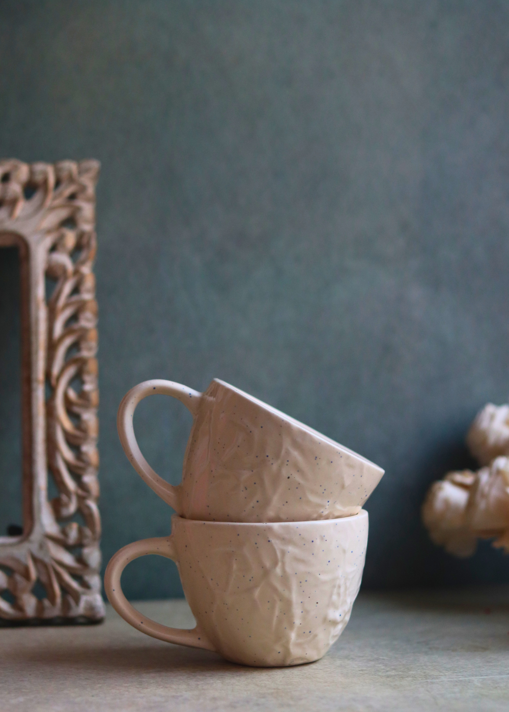 cream textured mug with premium cream color