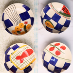 handmade blue check bowls set of four made by ceramic 