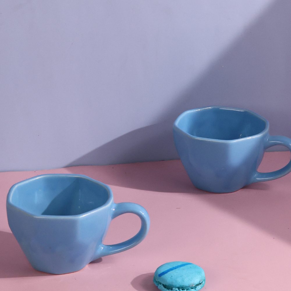 Handmade ceramic ocean blue mugs 