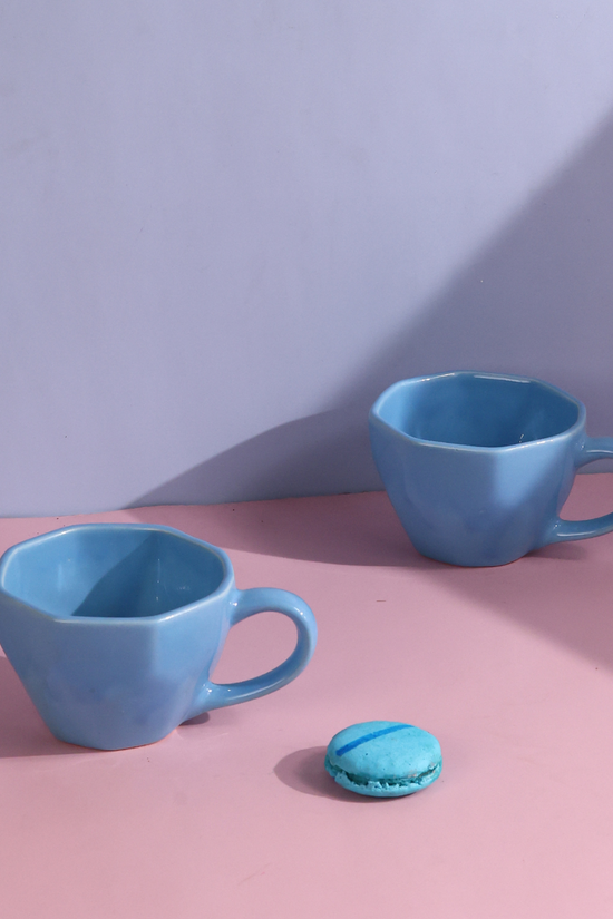 Handmade ceramic ocean blue mugs 