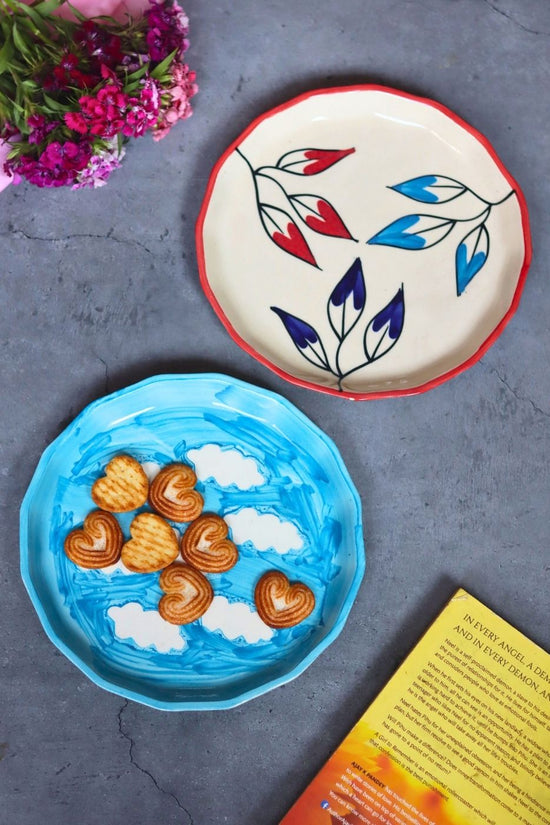 Petals & Cloud Snack Plates made by ceramic