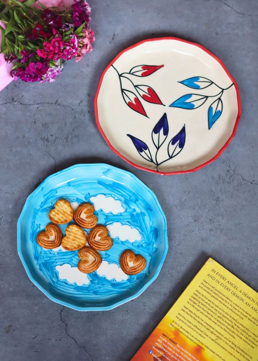 Petals & Cloud Snack Plates made by ceramic