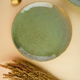 pistachio stoneware dinner plate with nature's green color