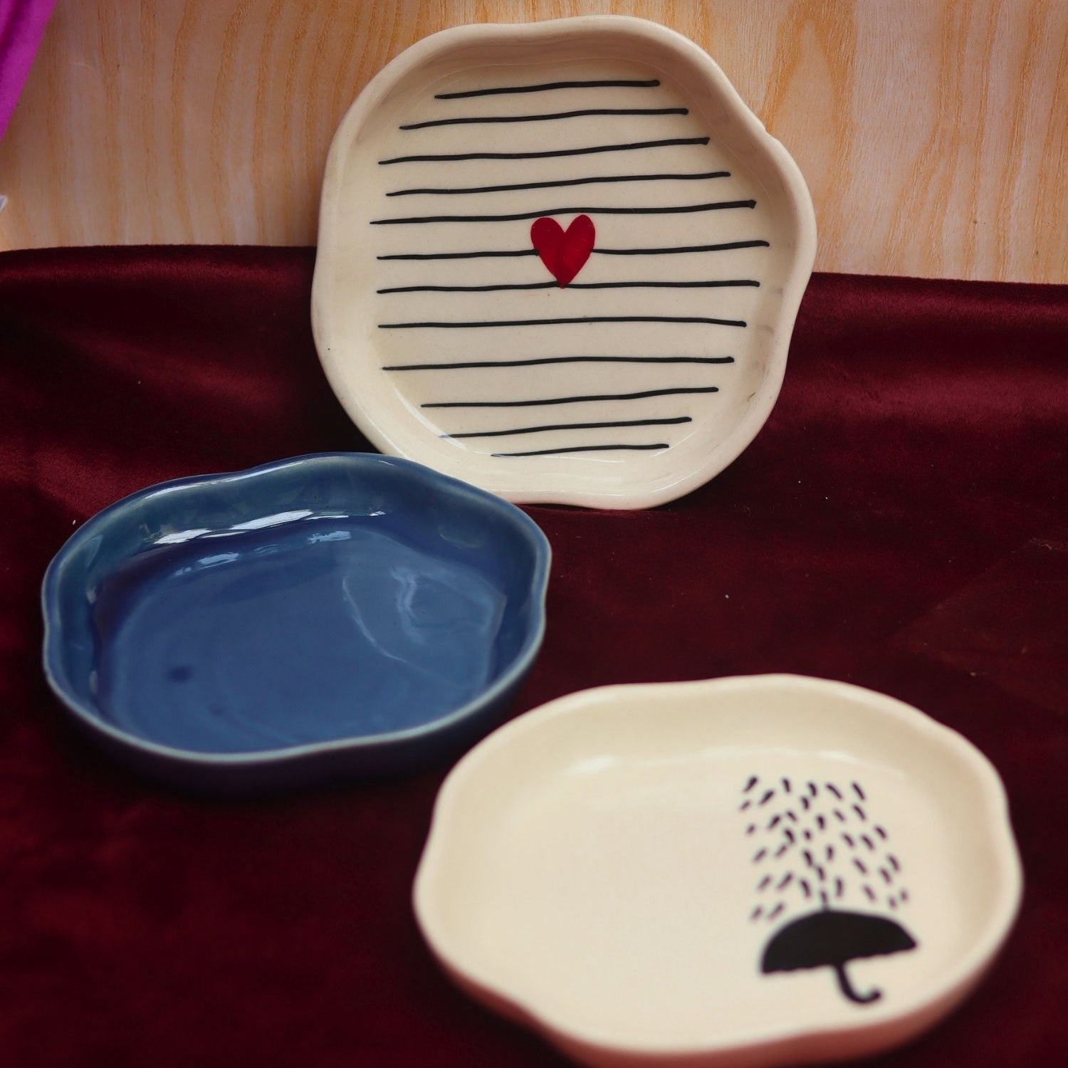 Set of 3 - Mini Treats dessert plate made by ceramic