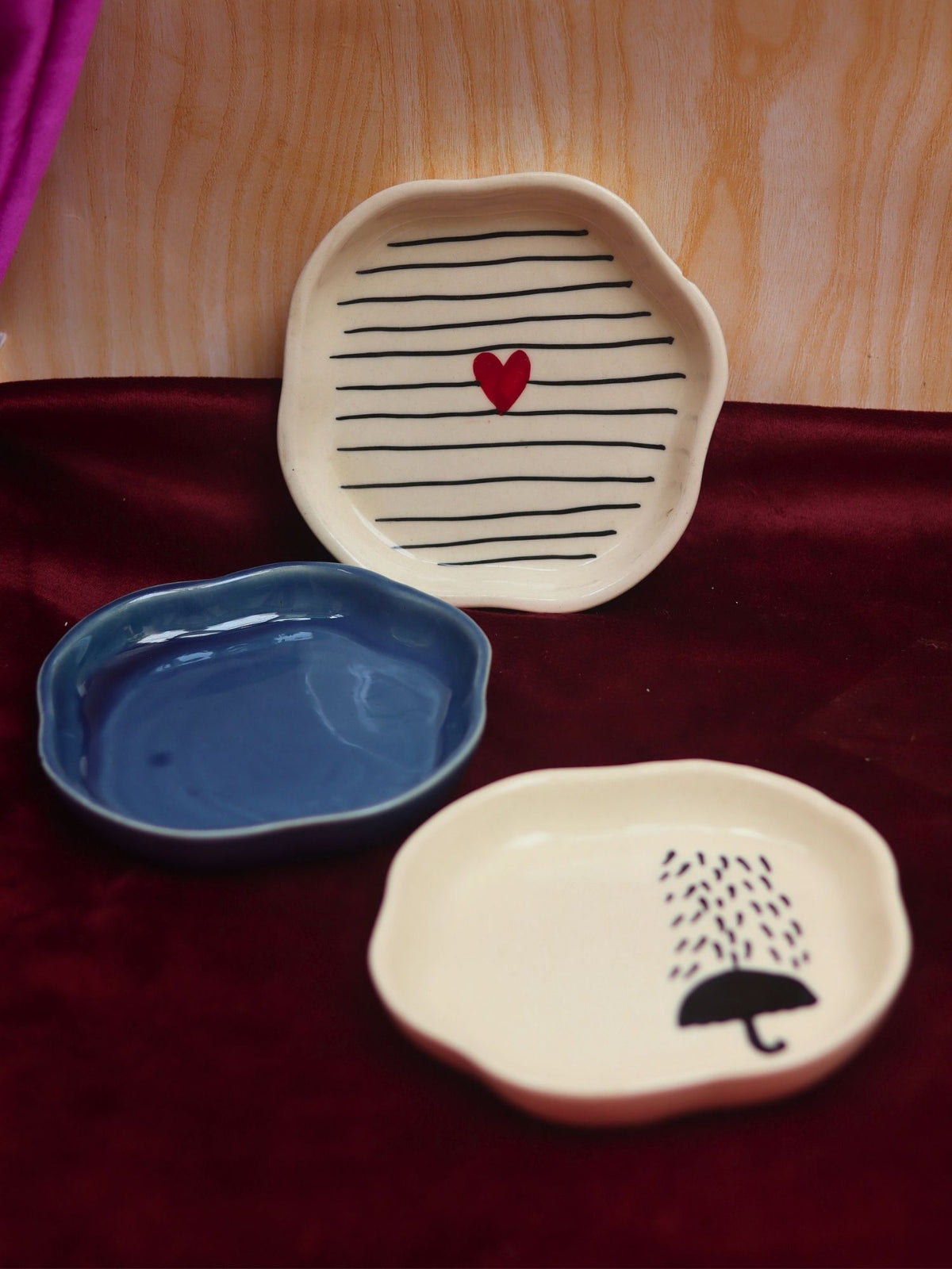 Set of 3 - Mini Treats dessert plate made by ceramic