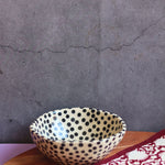 mini black polka bowl made by ceramic 