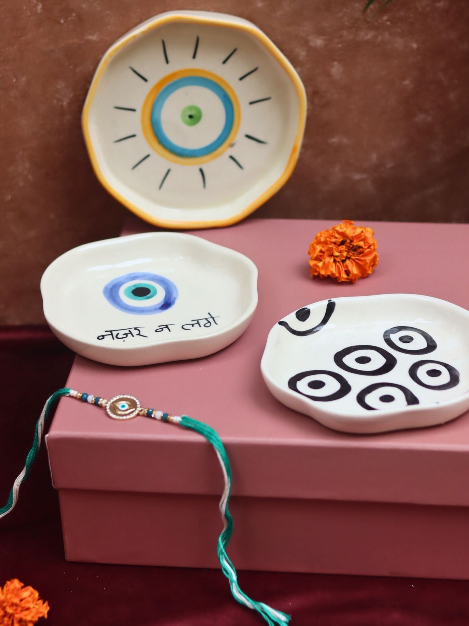 The Nazar Charm Luxe Rakhi Gift Hamper handmade in India