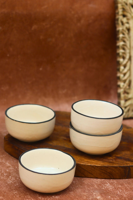 Set of 4 - Basic White Katori handmade in India
