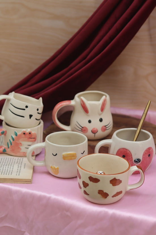 Set of 6 Animal Delight Mugs (for the price of 5) handmade in India
