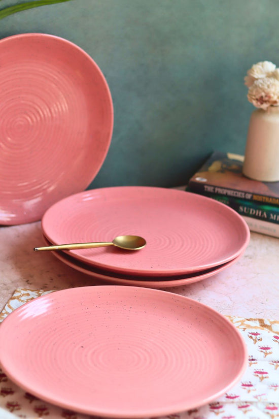 Set of 4 - Rosy Pink Dinner Plate handmade in India