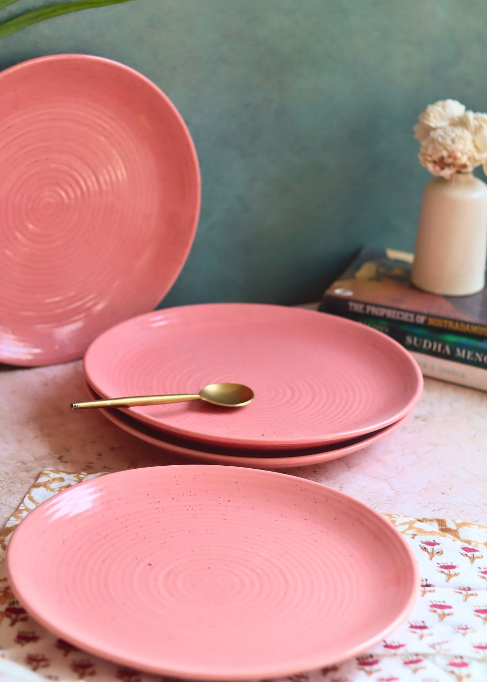Set of 4 - Rosy Pink Dinner Plate handmade in India