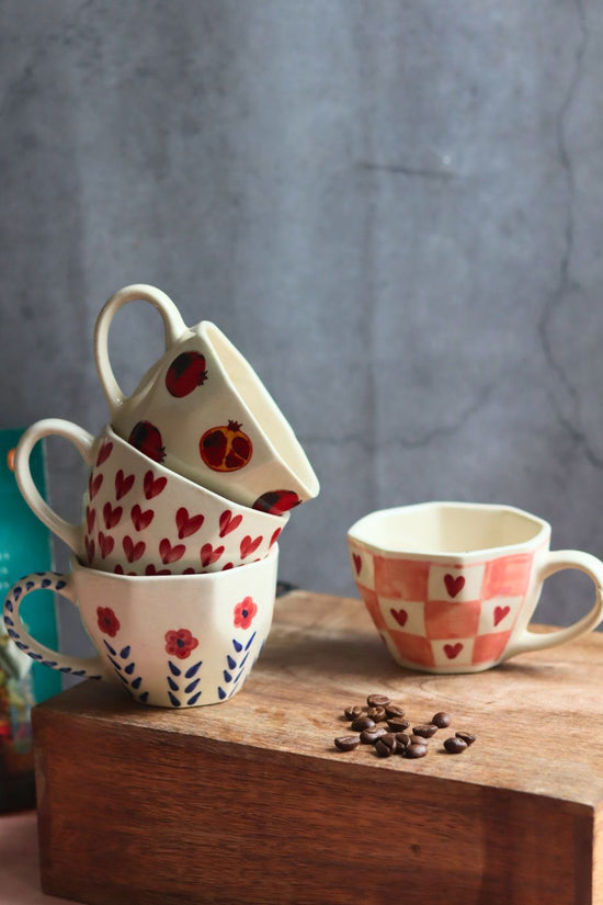 Set of 4 Pinteresty Coffee Mugs handmade in India