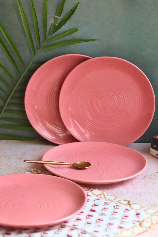 Set of 4 - Rosy Pink Dinner Plate made by ceramic