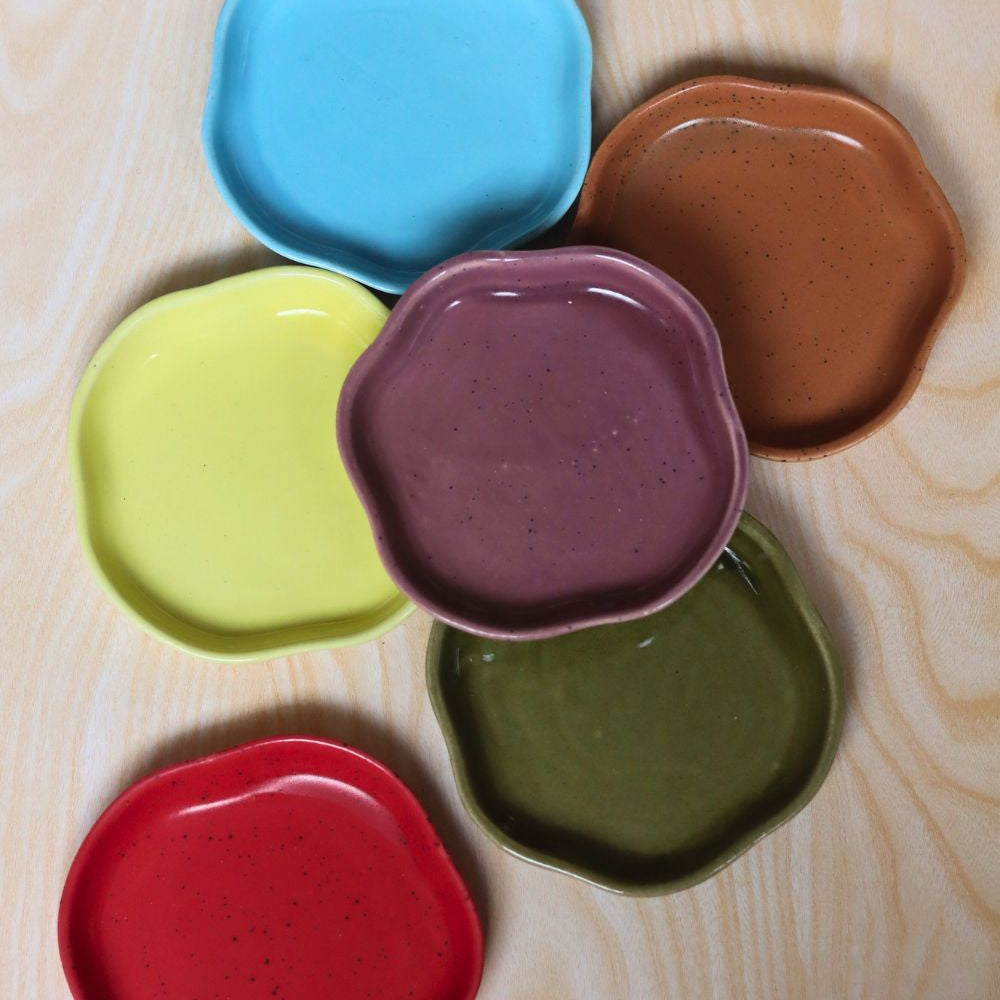 handmade Set of 6 Neutral Handmade Dessert Plates (for the price of 5)