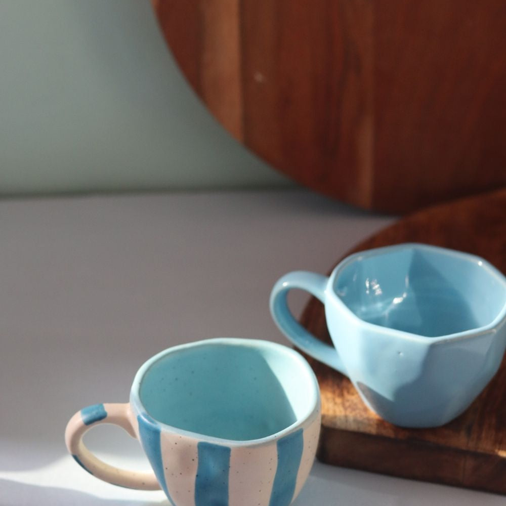 Ocean Blue & Sky Blue Cappuccino Mug made by ceramic