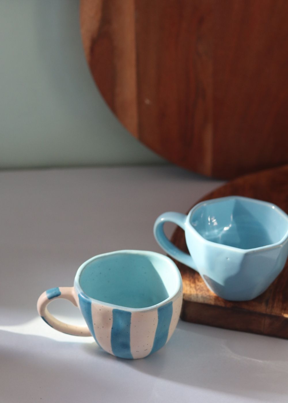 Ocean Blue & Sky Blue Cappuccino Mug made by ceramic