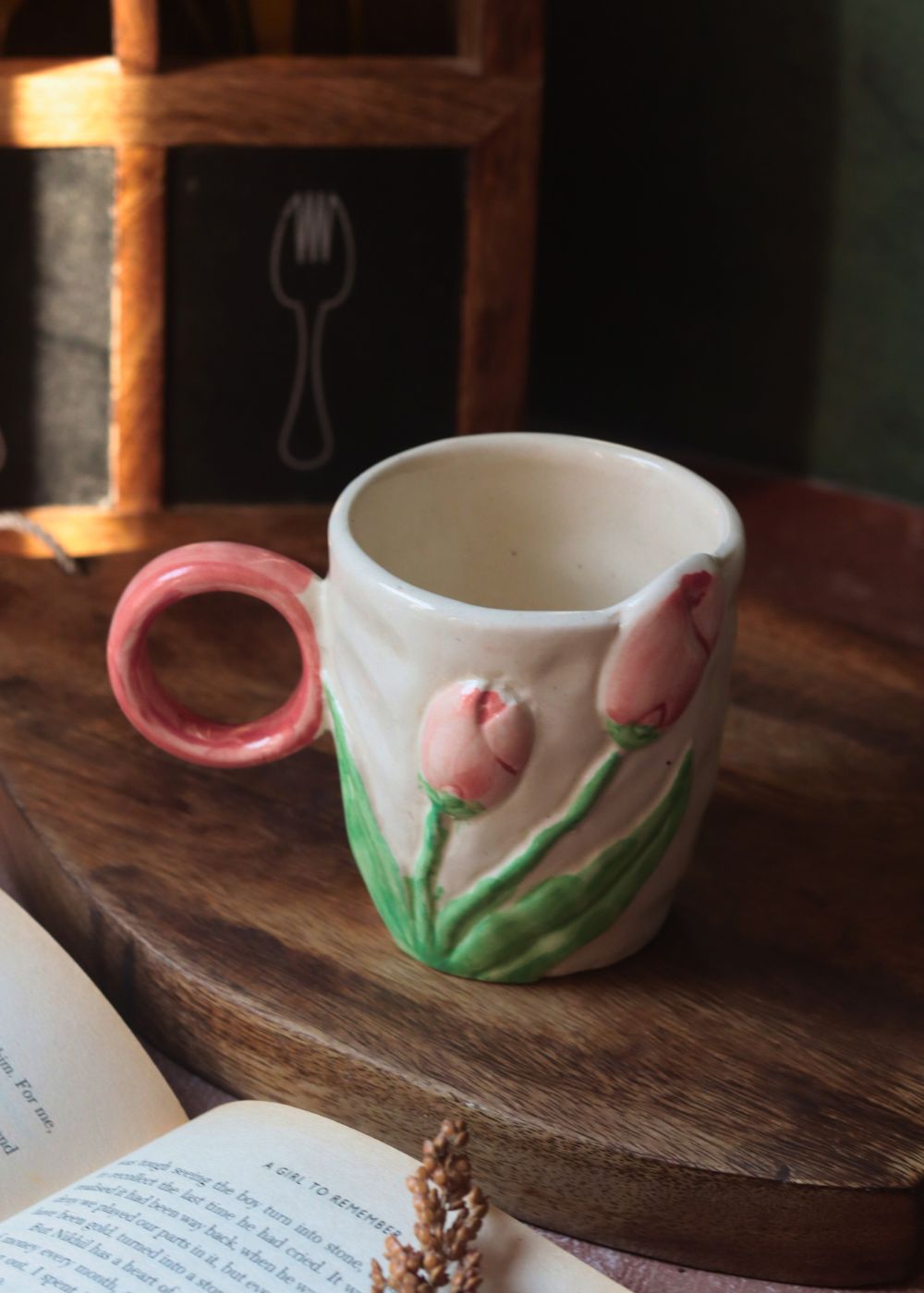 Tulip Engraved Mug handmade in india