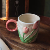 Tulip Engraved Mug handmade in india