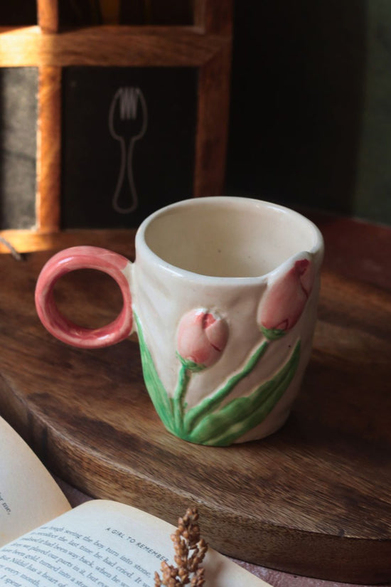 Tulip Engraved Mug handmade in india