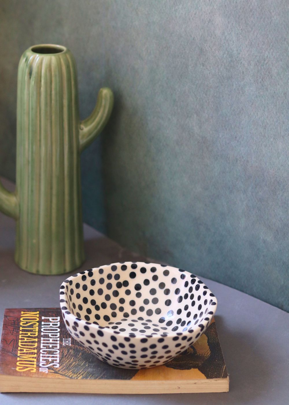 black polka bowl handmade in india 