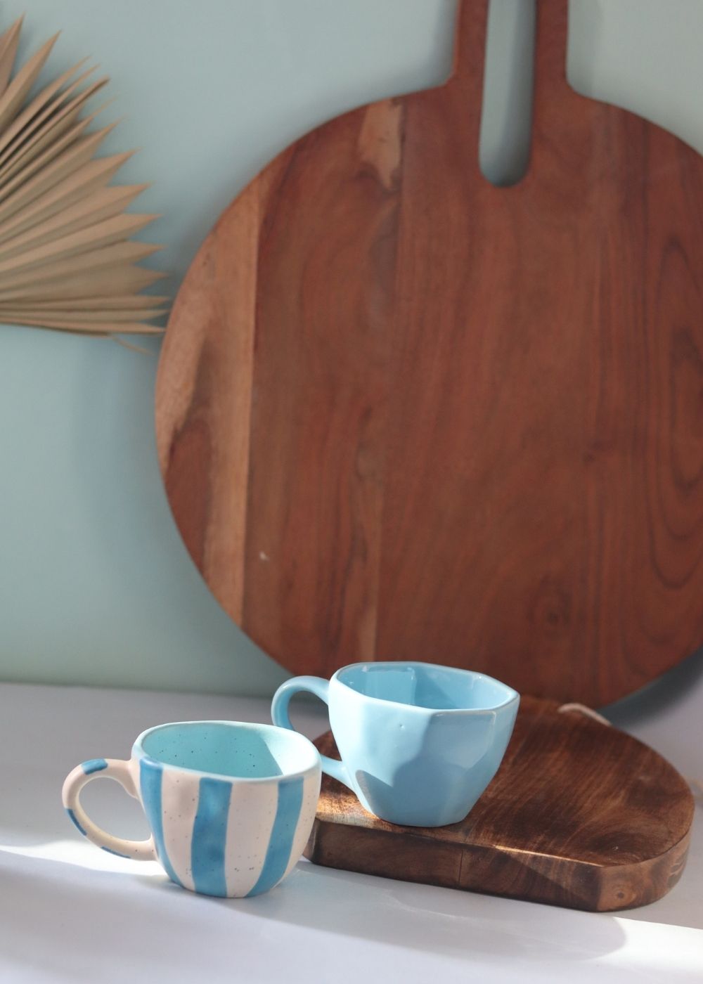 Ocean Blue & Sky Blue Cappuccino Mug handmade in india