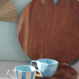 Ocean Blue & Sky Blue Cappuccino Mug handmade in india