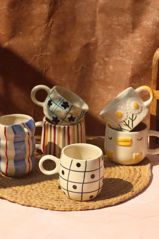 Set of 6 Treat & Sweet Mugs (for the price of 5) handmade in India