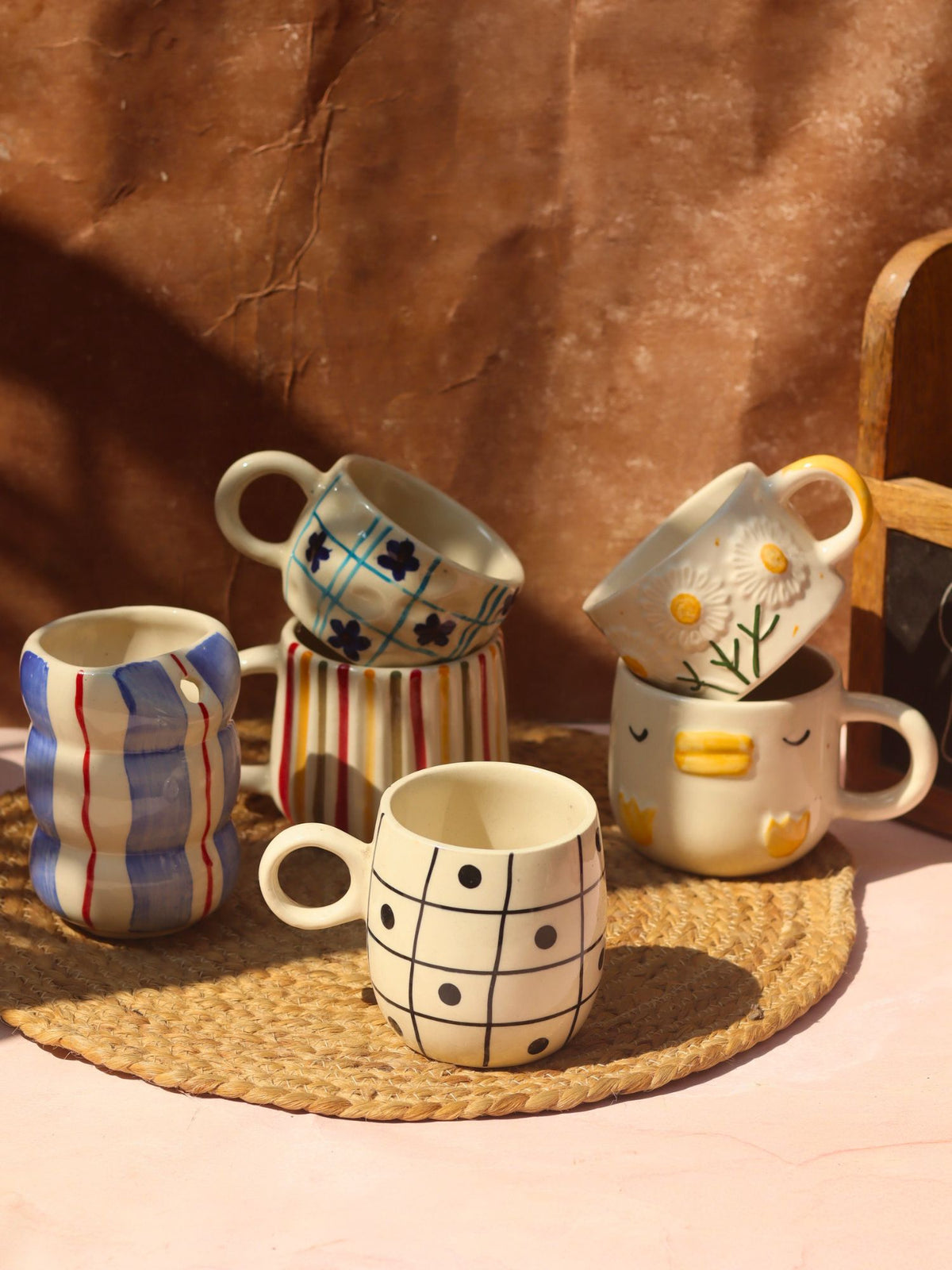 Set of 6 Treat & Sweet Mugs (for the price of 5) handmade in India