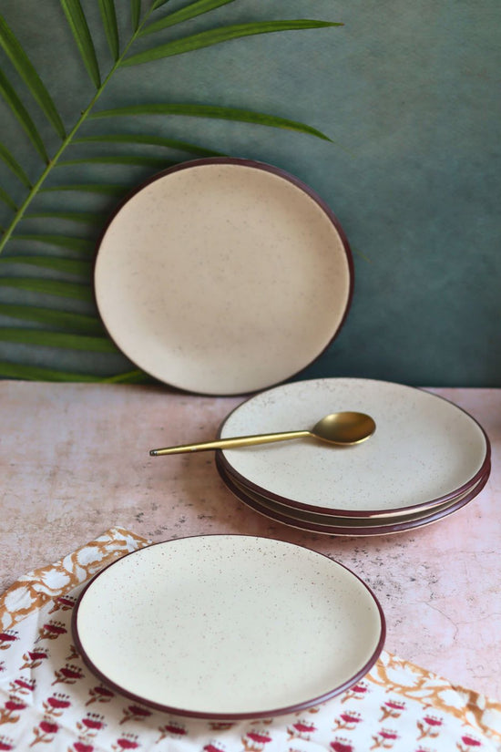 Set of 4 - Ivory Bliss Quarter Plate handmade in India