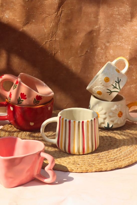 Set of 6 Floral & Heart Mugs (for the price of 5)
