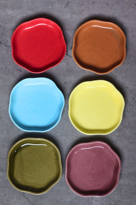 Set of 6 Neutral Handmade Dessert Plates (for the price of 5) handmade in India