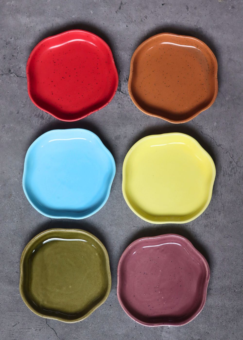 Set of 6 Neutral Handmade Dessert Plates (for the price of 5) handmade in India