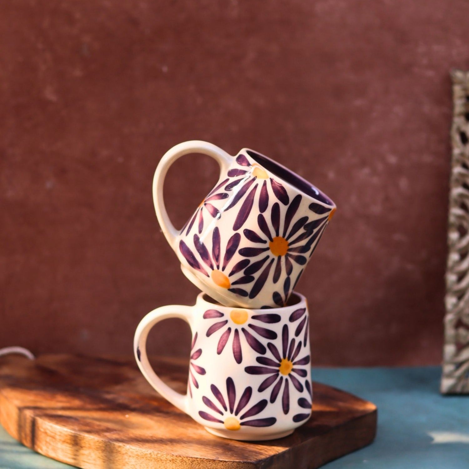 Handmade Purple Floral Mug