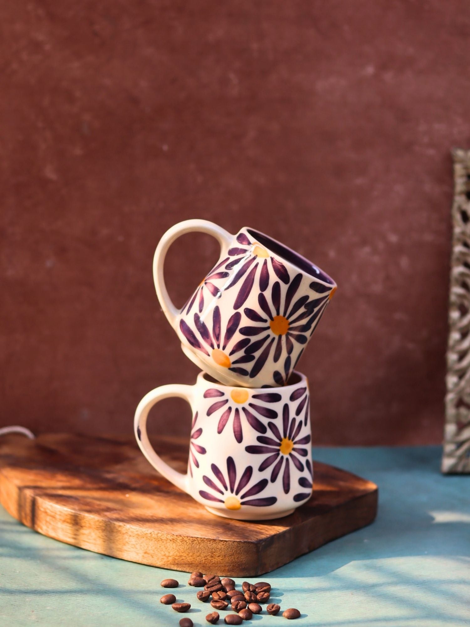 Handmade Purple Floral Mug