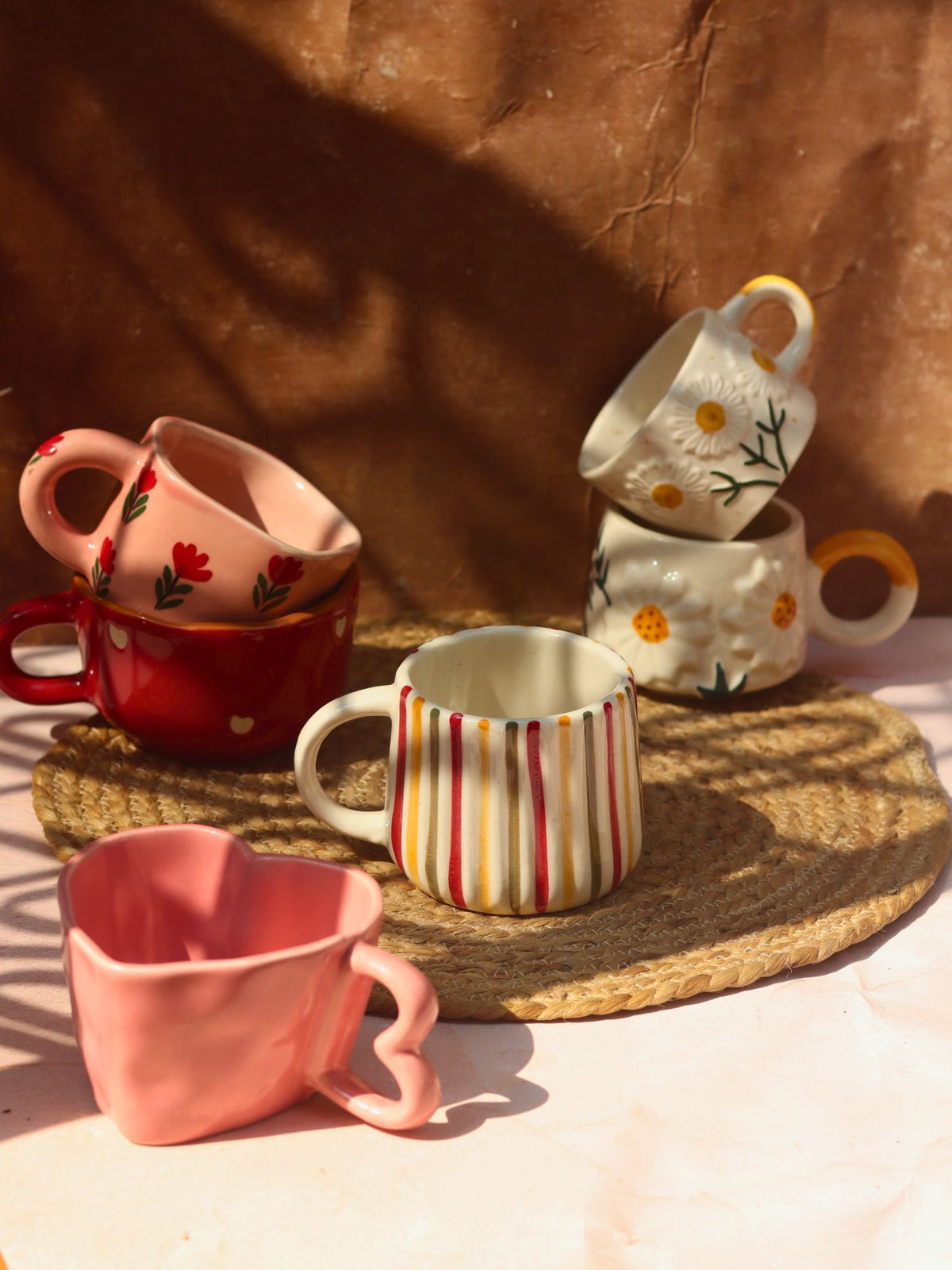 Set of 6 Floral & Heart Mugs (for the price of 5)