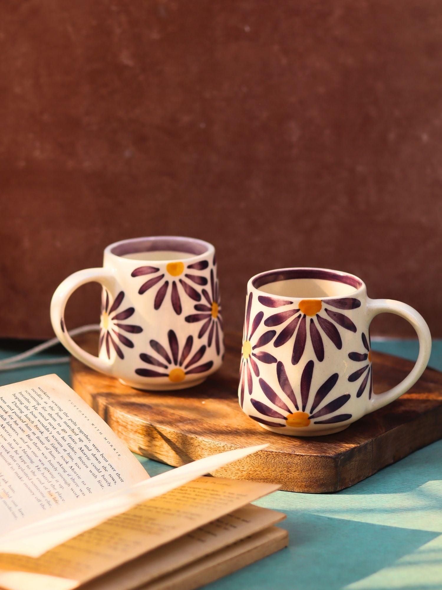 Purple Floral Mug made by ceramic
