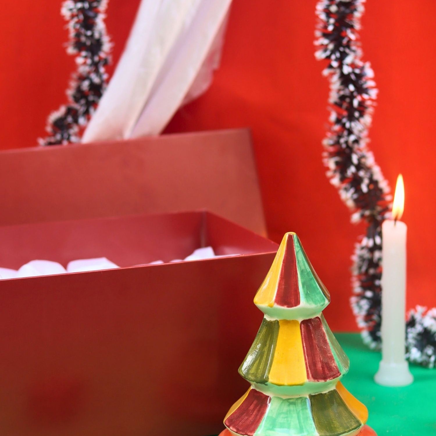Vibrant Christmas tree in a Gift Box made by ceramic