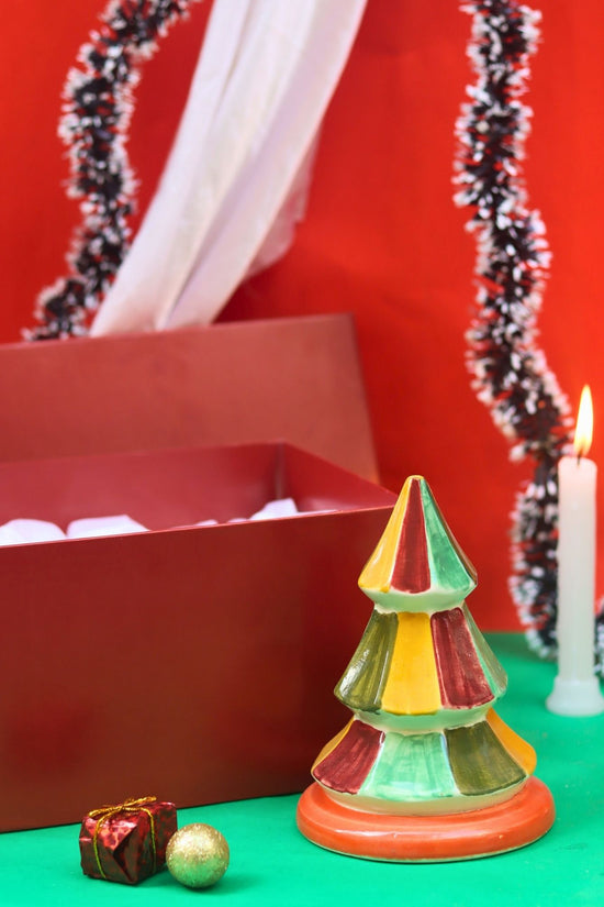Vibrant Christmas tree in a Gift Box made by ceramic