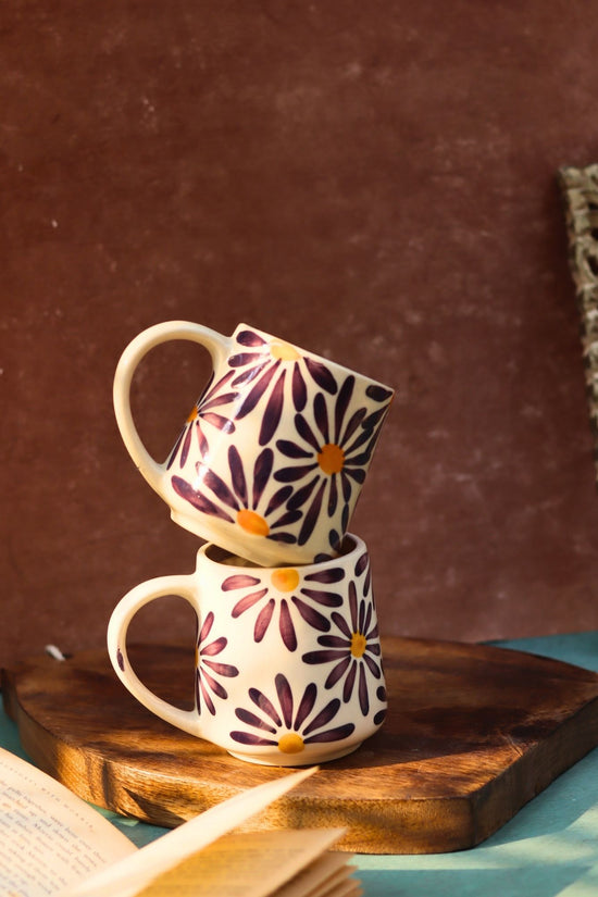 Purple Floral Mug handmade in India