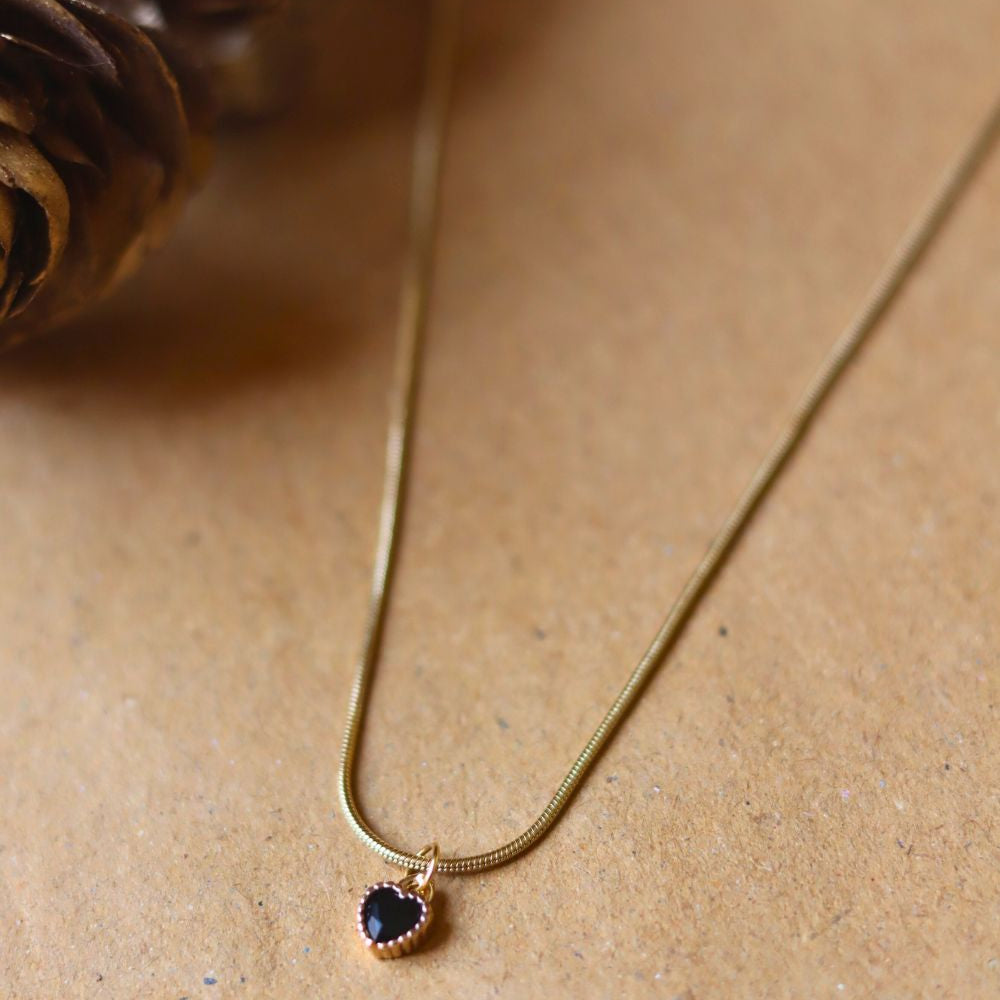 Waterproof Black heart Necklace