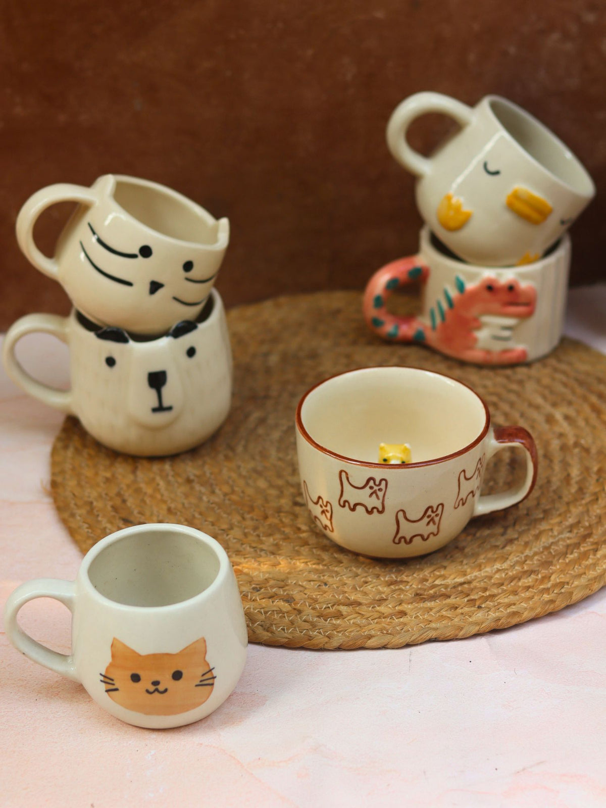 Set of 6 Hotselling Pinteresty Mugs (for the price of 5) handmade in India