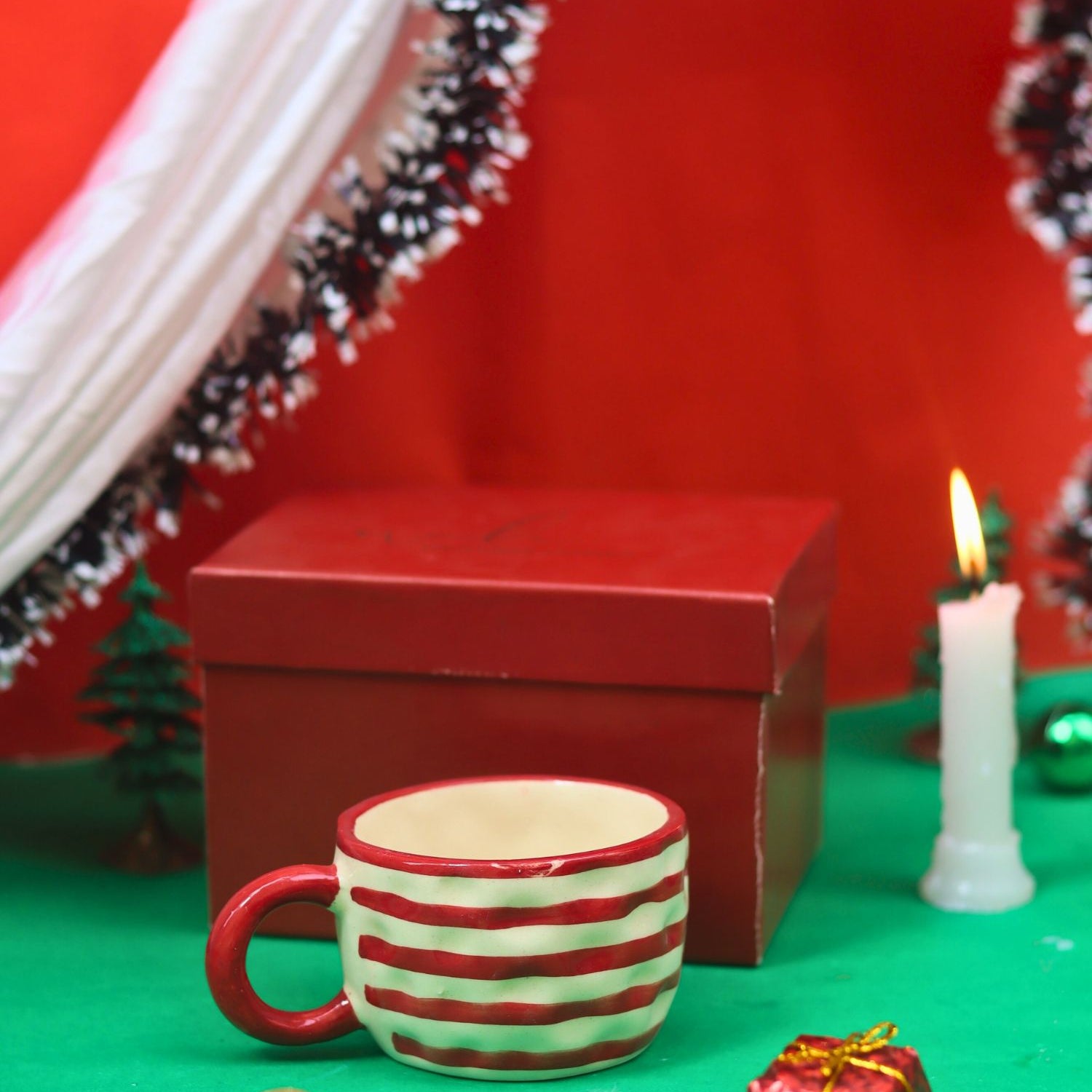 handmade Red Lined Mug in a Gift Box