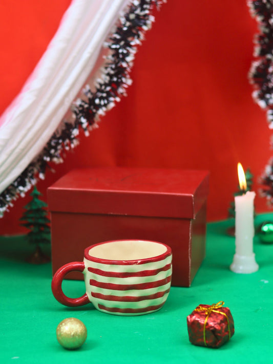 handmade Red Lined Mug in a Gift Box