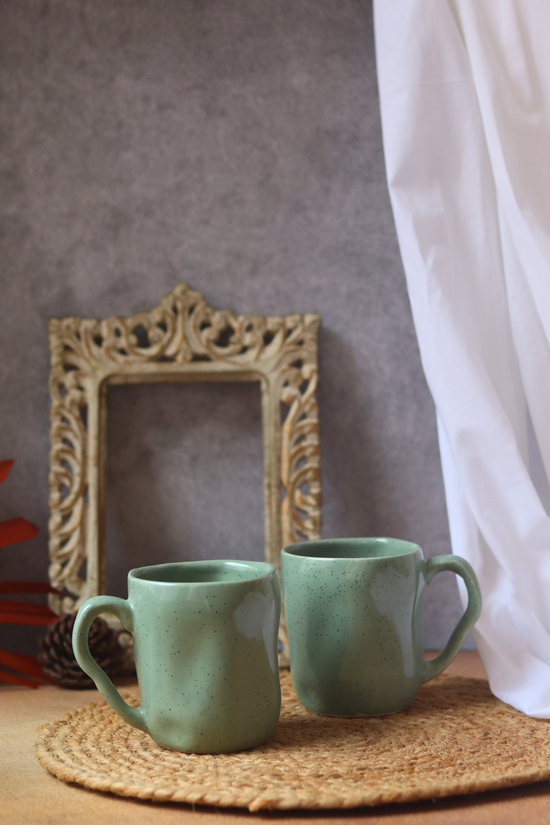 Handmade ceramic wavy mug 