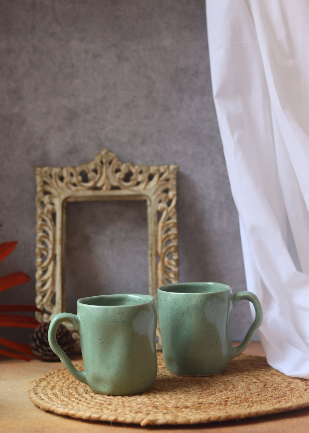 Handmade ceramic wavy mug 