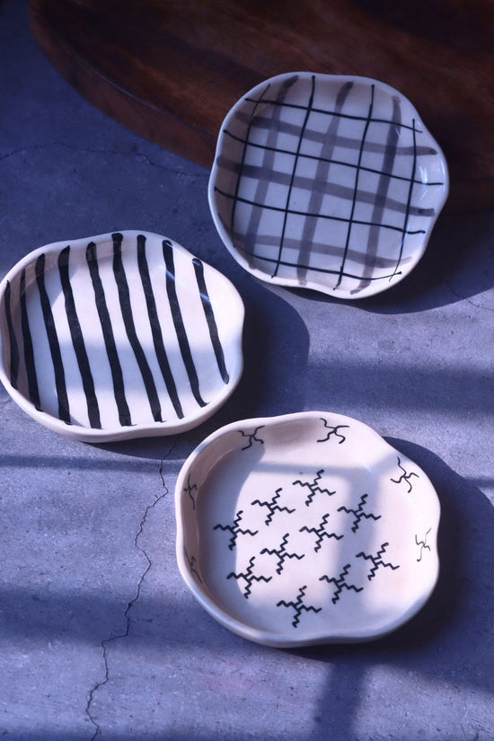 Checks, Zebra & Crosses Handmade Dessert Plate made by ceramic