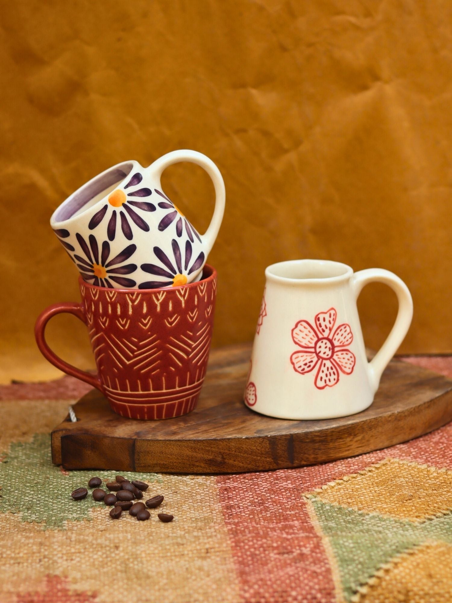 Set of 3 - Warm Moments Mugs combo handmade in India