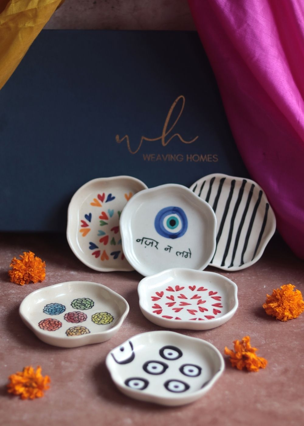 Set of 6 Hotselling Dessert Plates (for the price of 5) Diwali Gift Box handmade in india