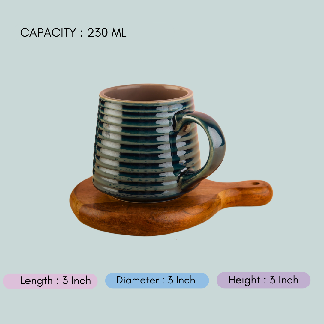 handmade mesmerising blue chai mug with measurement